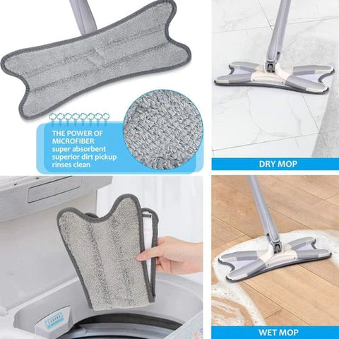 360 Degree X-Type Self Wringing Floor Cleaning Flat Mop