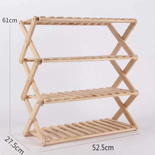 Wooden 4 Layer Shoe Rack Folding