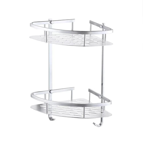 2 Layer Aluminum Steel Corner Bathroom Shelf