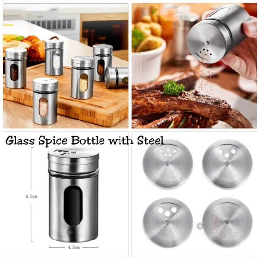 Stainless Steel Spice Jar With Rotate Cover