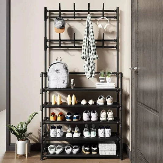 Multifunction 5 Layers Shoe Rack With Clothes Rack