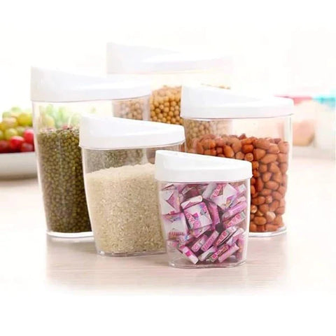 5Pcs Set Plastic Kitchen Sealed Jar Cereal Dispenser With Lid