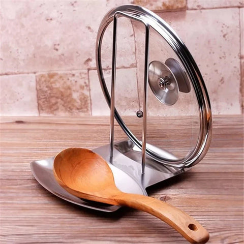 Lid And Spoon Stand Holder Stainless Steel