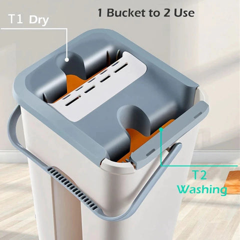 Spin Mop Bucket With Reusable Mop Pads