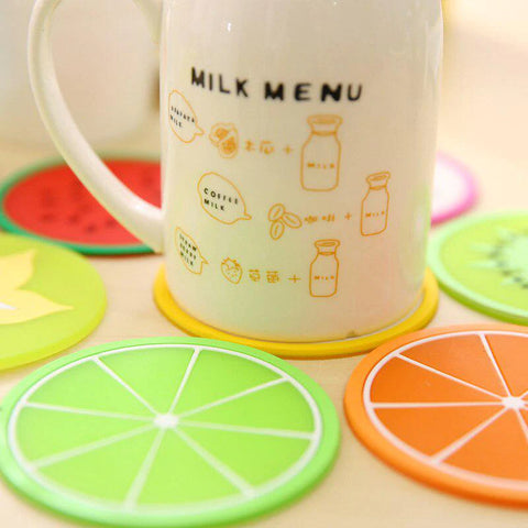 6 pcs Colorful Silicon Fruit Coaster Tea Cup Mat