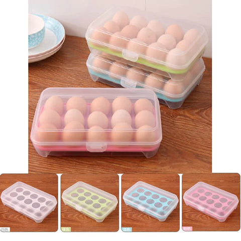 15 Grids Portable Egg Storage Box Egg Fresh Box Refrigerator Tray Container Double Layer Egg Crisper