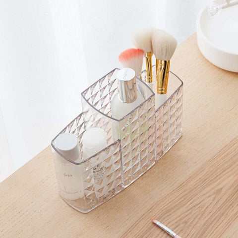 Acrylic 3 Compartment Makeup Accessories Organizer