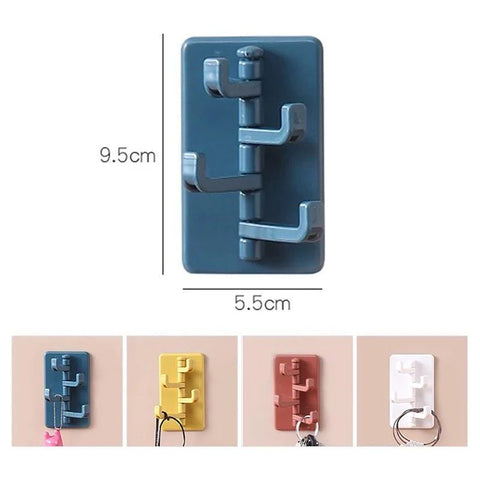 360 Rotary Self Adhesive 4 Wall Hooks