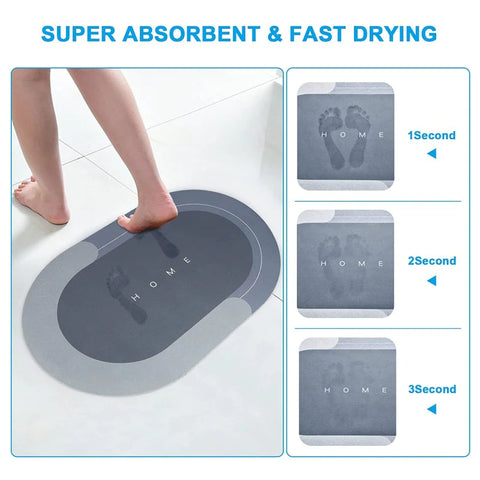 Bath Mat Water Absorbent Non-Slip Oval Shape