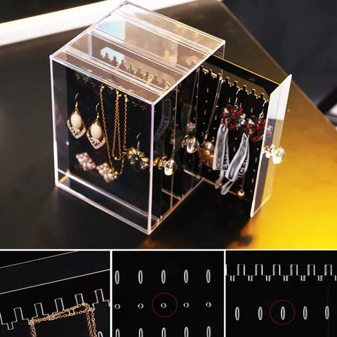 Acrylic Transparent Jewelry Storage Box And Earring Display Stand