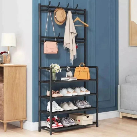 Multifunction 5 Layers Shoe Rack With Clothes Rack