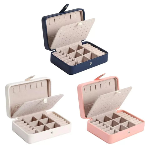 Leather Mini Jewelry Box Double Layer