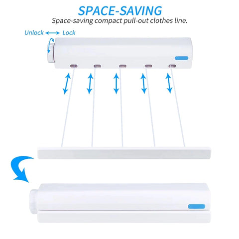 Wall Mounted 4-Line Retractable Clothesline Rope 3.2M