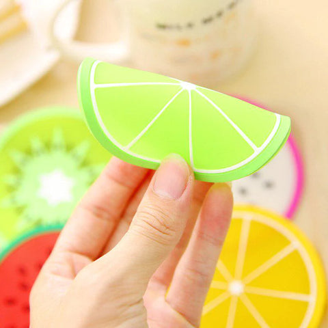 6 pcs Colorful Silicon Fruit Coaster Tea Cup Mat