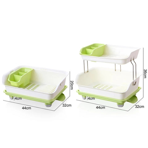 2-Tier Dish Drying Storage Drain Rack