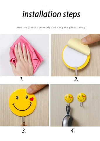 3 PCs Emoji Wall Hook Heavy Duty Self Adhesive Hook