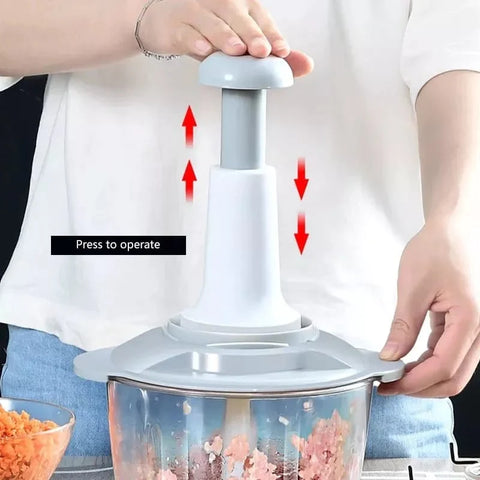 Manual Food Chopper, 1500ML Speedy With 4 Curved Stainless Steel Blades