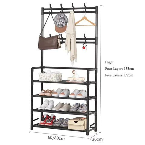 Multifunction 5 Layers Shoe Rack With Clothes Rack