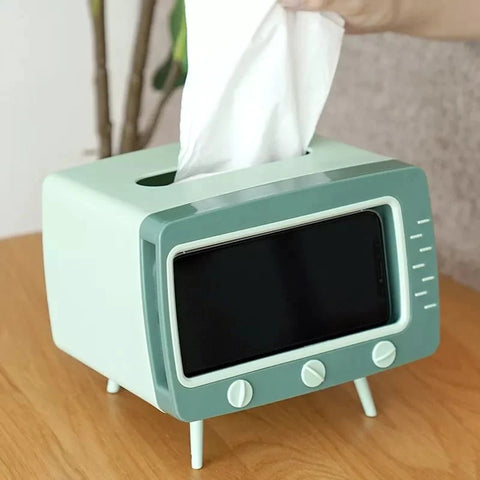 Creative Tv Tissue Box Holder With Phone Holder