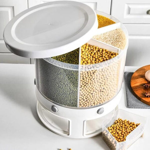 6 Grid Large Food Cereal Dispenser Revolving Base