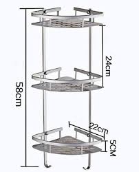 3 Tier Aluminum Bathroom Corner Shelf – Silver