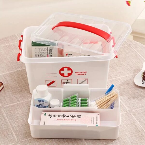 First Aid Medicine Storage Box Two Layers