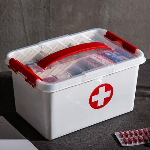 First Aid Medicine Storage Box Two Layers