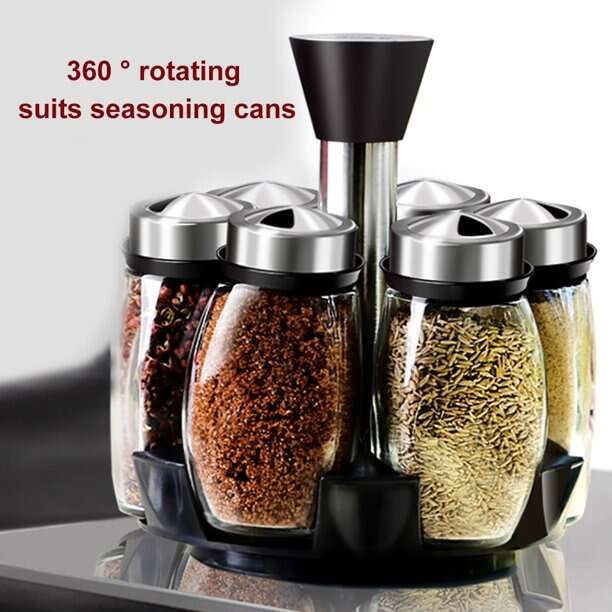 6Pcs Seasoning Spice Jar Rack 360 Rotating