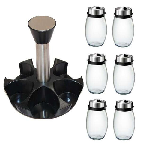 6Pcs Seasoning Spice Jar Rack 360 Rotating